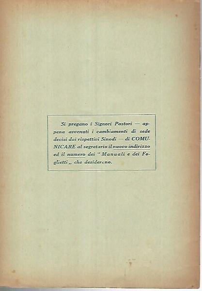 La scuola domenicale. Rivista 4 trimestre. 1 ottobre 1937