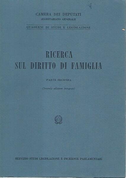 Ricerca sul diritto di famiglia.Parte seconda