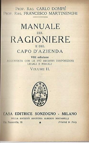 Manuale del ragioniere e del capo d'azienda. Vol 2