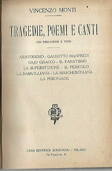 Tragedie,poemi e canti