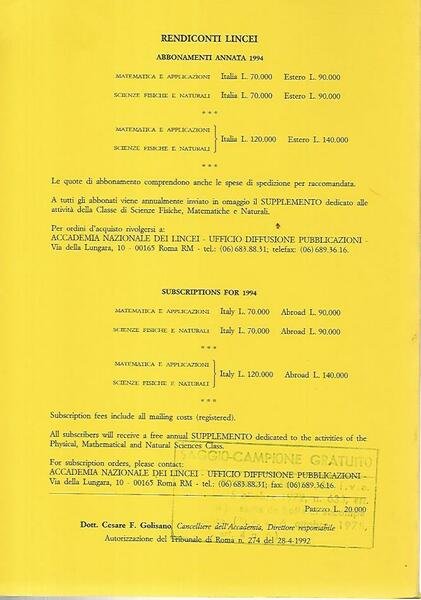 Matematica e applicazioni. Serie IX- Volume V- Fascicolo 4. Rendiconti …