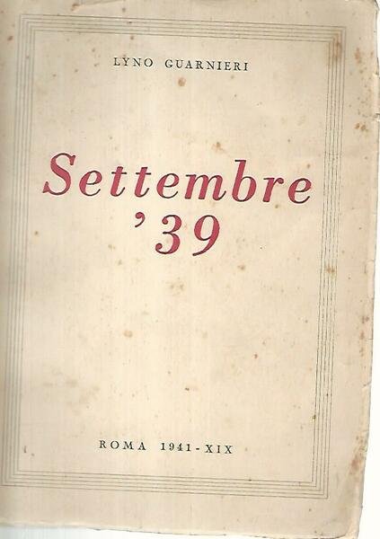 Settembre '39. Volume secondo | Immagine principale
