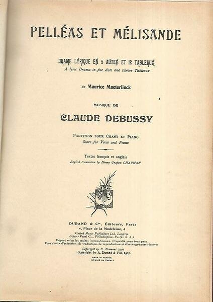 Pelleas et melisande. Partition pour chant et piano | Immagine principale