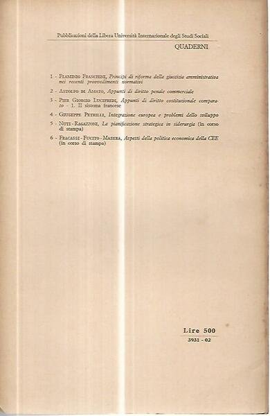 Integrazione europea e problemi dello sviluppo