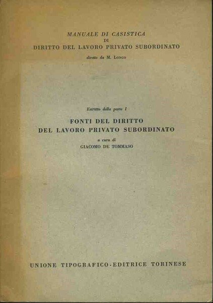 Estratto della parte I. Fonti del diritto del lavoro privato … | Immagine principale