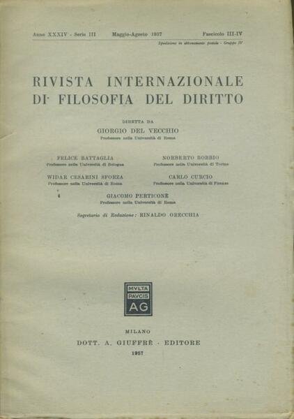 Rivista internazionale di filosofia del diritto. Anno XXXIV. Serie III. … | Immagine Gallery 2