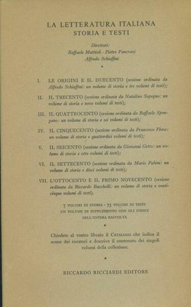 La letteratura italiana. Storia e testi. Volume 21 Torquato Tasso. …