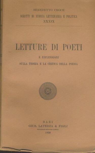 Letture di poeti e riflessioni sulla teoria e la critica …