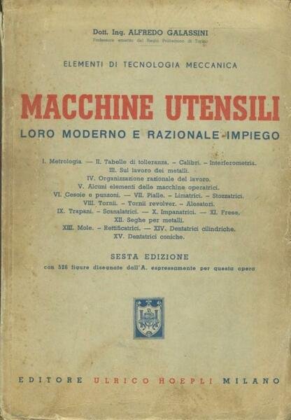 Macchine utensili. Loro moderno e razionale impiego