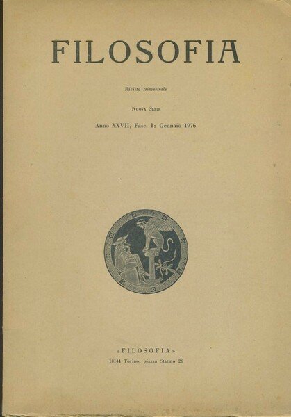 Filosofia. Rivista trimestrale. Anno XXVII. Fasc.I. Gennaio 1976 | Immagine principale