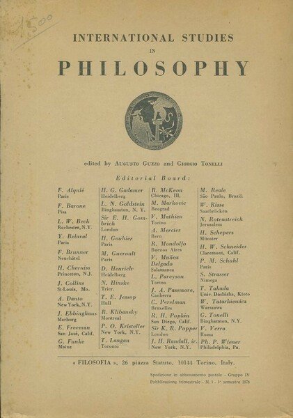 Filosofia. Rivista trimestrale. Anno XXVII. Fasc.I. Gennaio 1976 | Immagine Gallery 3