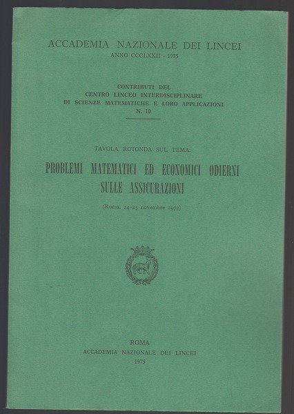 PROBLEMI MATEATICI ED ECONOMICI ODIERNI SULLE ASSICURAZIONI | Immagine principale