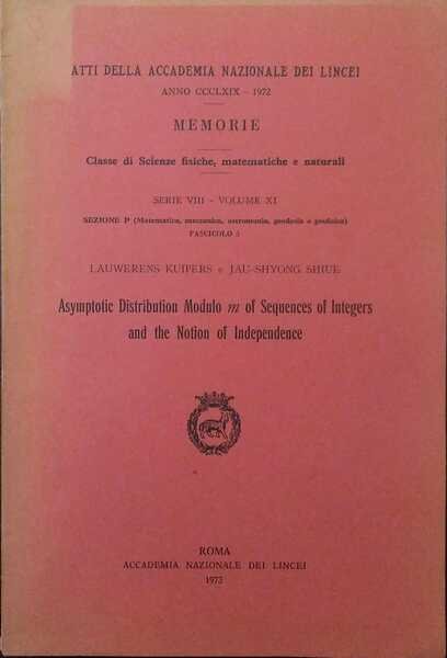 ASYMPTOTIC DISTRIBUITION MODULO M OF SEQUENCES OF INTERGERS AND THE …