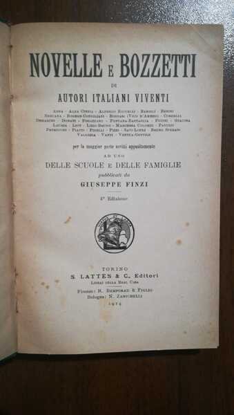 NOVELLE E BOZZETTI DI AUTORI ITALIANI VIVENTI