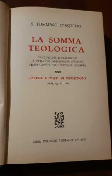 La somma teologica S.Tommaso D'Aquino Carismi e stati di perfezione 
