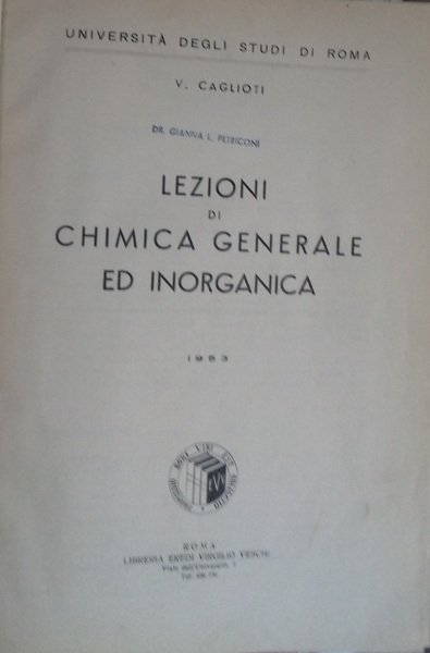 Lezioni di chimica generale ed inorganica