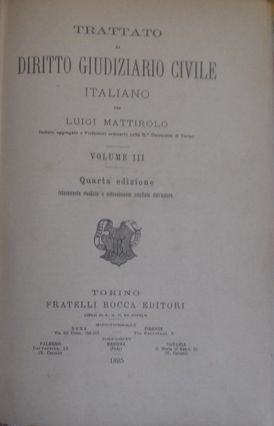 Trattato di Diritto Giudiziario Civile Italiano. Volume III | Immagine principale