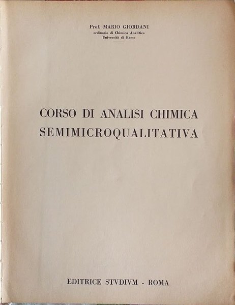 Corso di analisi chimica semimicroqualitativa