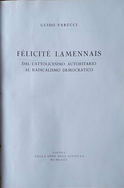 Félicité Laminnais, dal cattolicesimo autoritario al radicalismo democratico