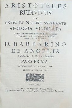 Aristoteles redivivus in entis, et naturae systemate Apologia Vindicata contra …