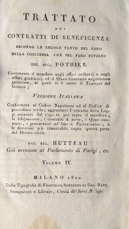 Trattato dei Contratti di Beneficenza secondo le regole tanto del … | Immagine principale