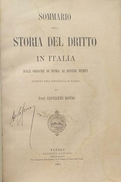 Sommario della storia del Diritto in Italia dall'origine di Roma …