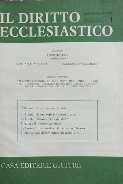 Il Diritto Ecclesiastico. N. 1: gennaio-marzo 1996