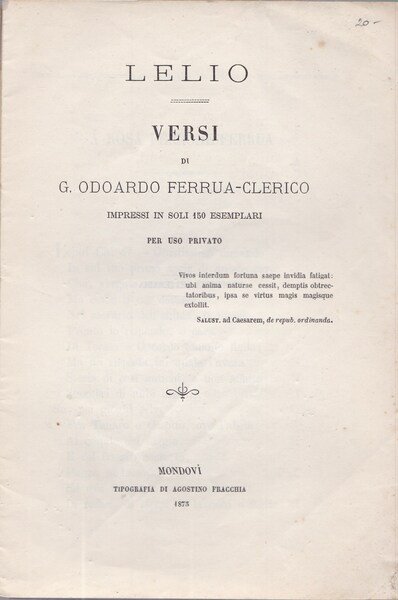 Lelio. Versi. | Immagine principale