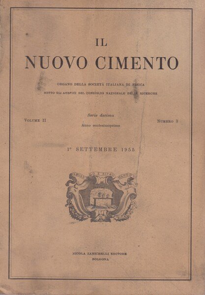 Il Nuovo Cimento. Vol. II. N. 3-4-5. 1-9-1955. 1-10-1955. 1-11-1955. | Immagine principale