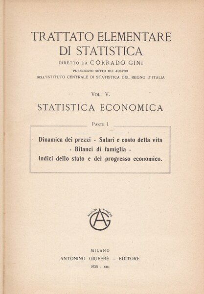 Trattato elementare di statistica. I. II.