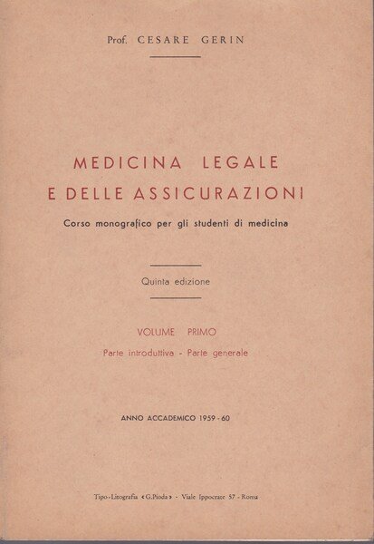 Medicina legale e delle assicurazioni. I. II.