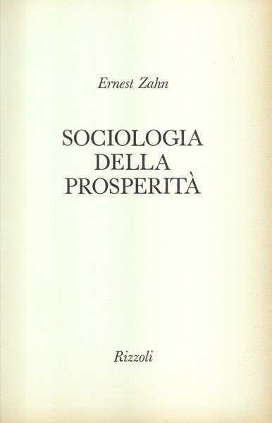 Sociologia della prosperità