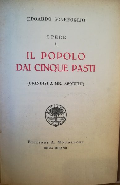 Il popolo dai cinque pasti (Brindisi a Mr. Asquith).