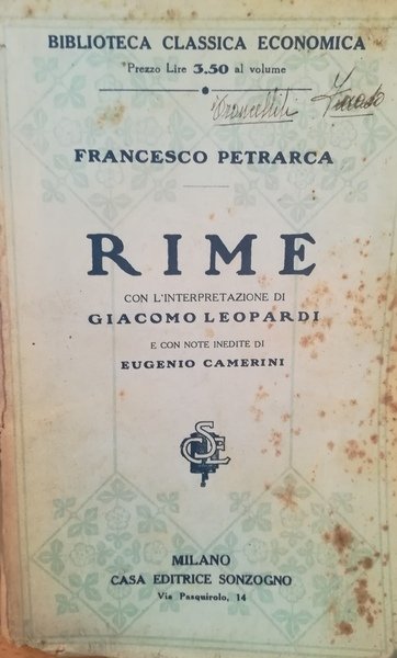 Rime. Con l'interpretazione di Giacomo Leopardi.