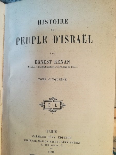 Histoire du Peuple d'Israel. V.
