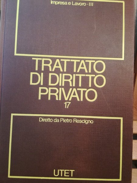 Trattato di diritto privato. 17. Impresa e lavoro. Tomo III.