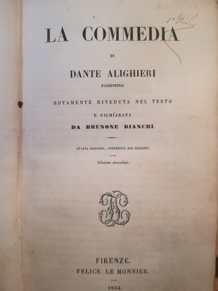 La Commedia. Commento di Brunone Bianchi