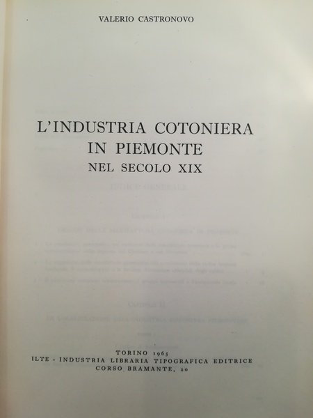 L'industria cotoniera in Piemonte nel secolo XIX.
