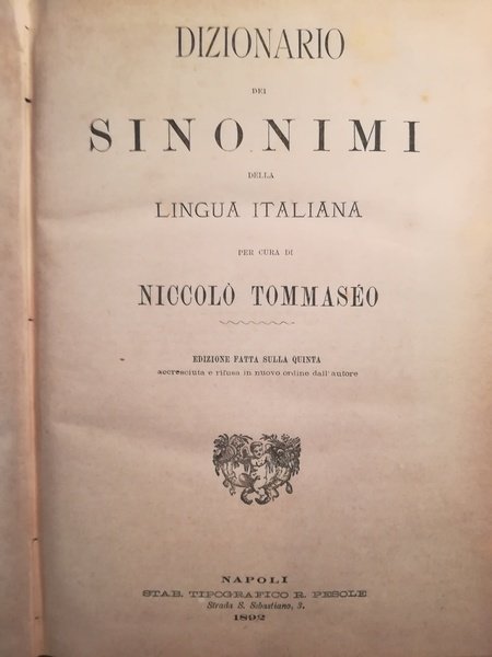 Dizionario dei sinonimi della lingua italiana.