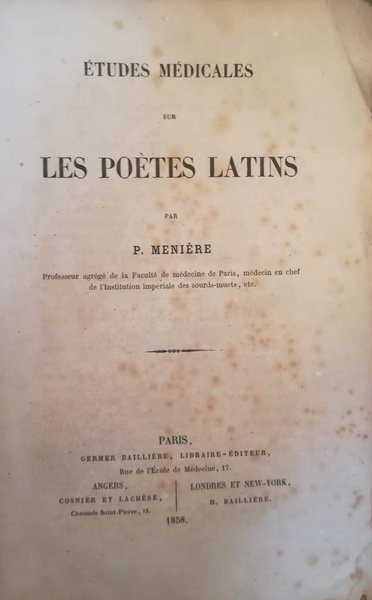 Etudes Médicales sur les Poetes Latins