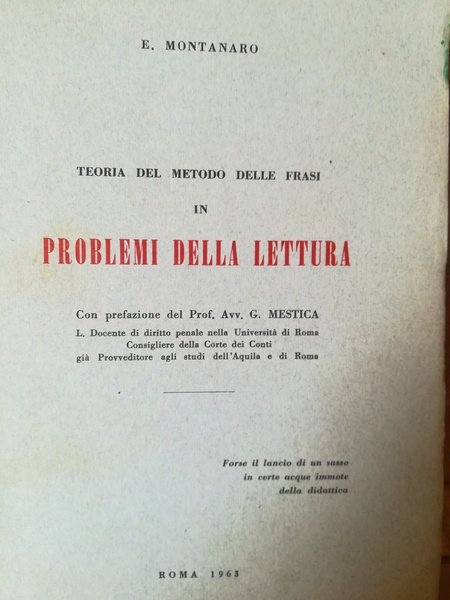Teoria del metodo delle frasi in problemi della lettura