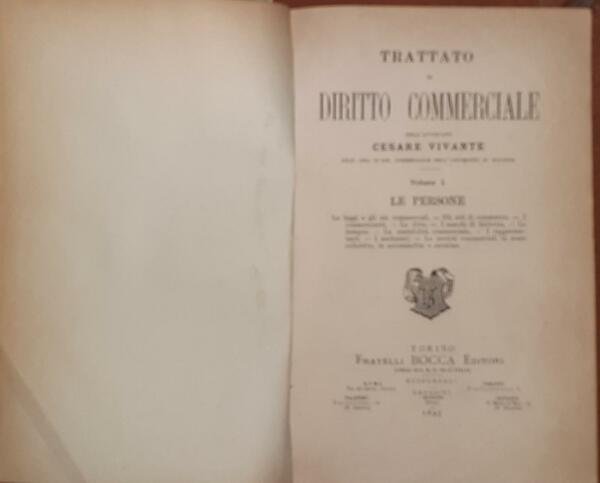 Trattato di Diritto Commerciale. Volume I. Le persone
