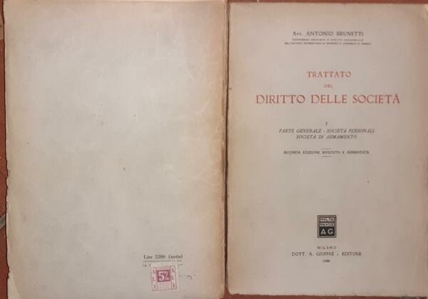 Trattato del diritto delle societa' I