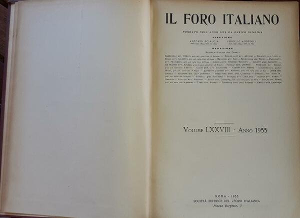Il Foro Italiano. (Volume LXXVIII)
