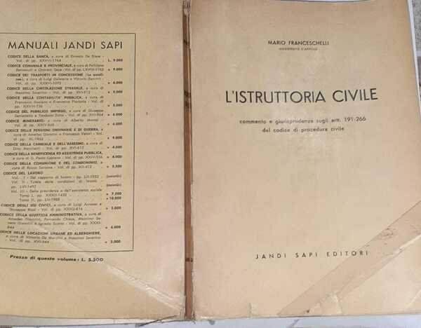 L'istruttoria civile commento e giurisprudenza sugli art. 191-266 del codice … | Immagine principale