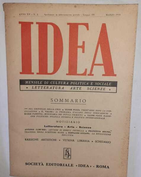 Idea. Mensile di cultura politica e sociale. Anno XV-N.5