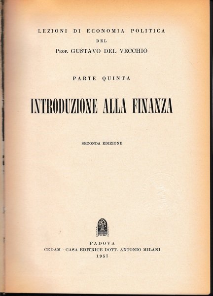 Lezioni di Economia Politica del Prof. GUSTAVO DEL VECCHIO. PARTE … | Immagine principale