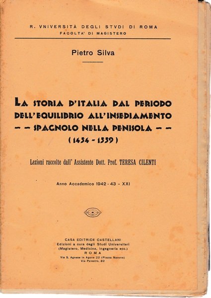La storia d'Italia dal periodo dell'equilibrio all'insediamento spagnolo nella penisola … | Immagine principale