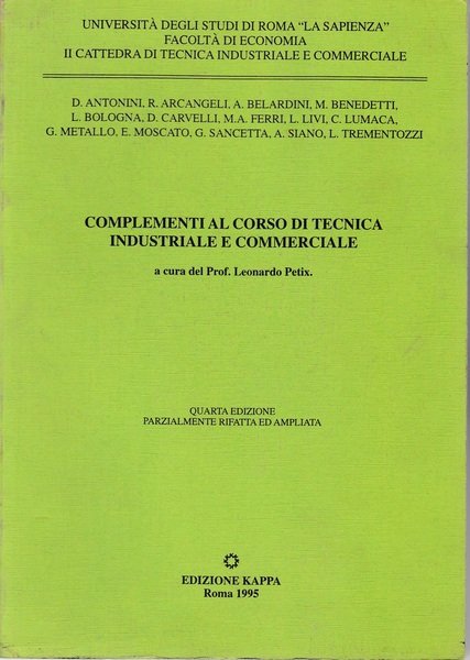 Complementi al corso di tecnica industriale e commerciale
