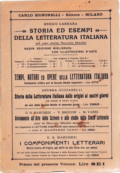 Storia ed esempi della letteratura italiana. Le origini e l'età …